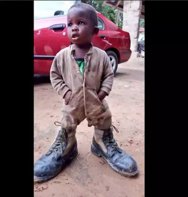Hilarious: Meet This Little Boy Who Wants To Be A Soldier - Photos
